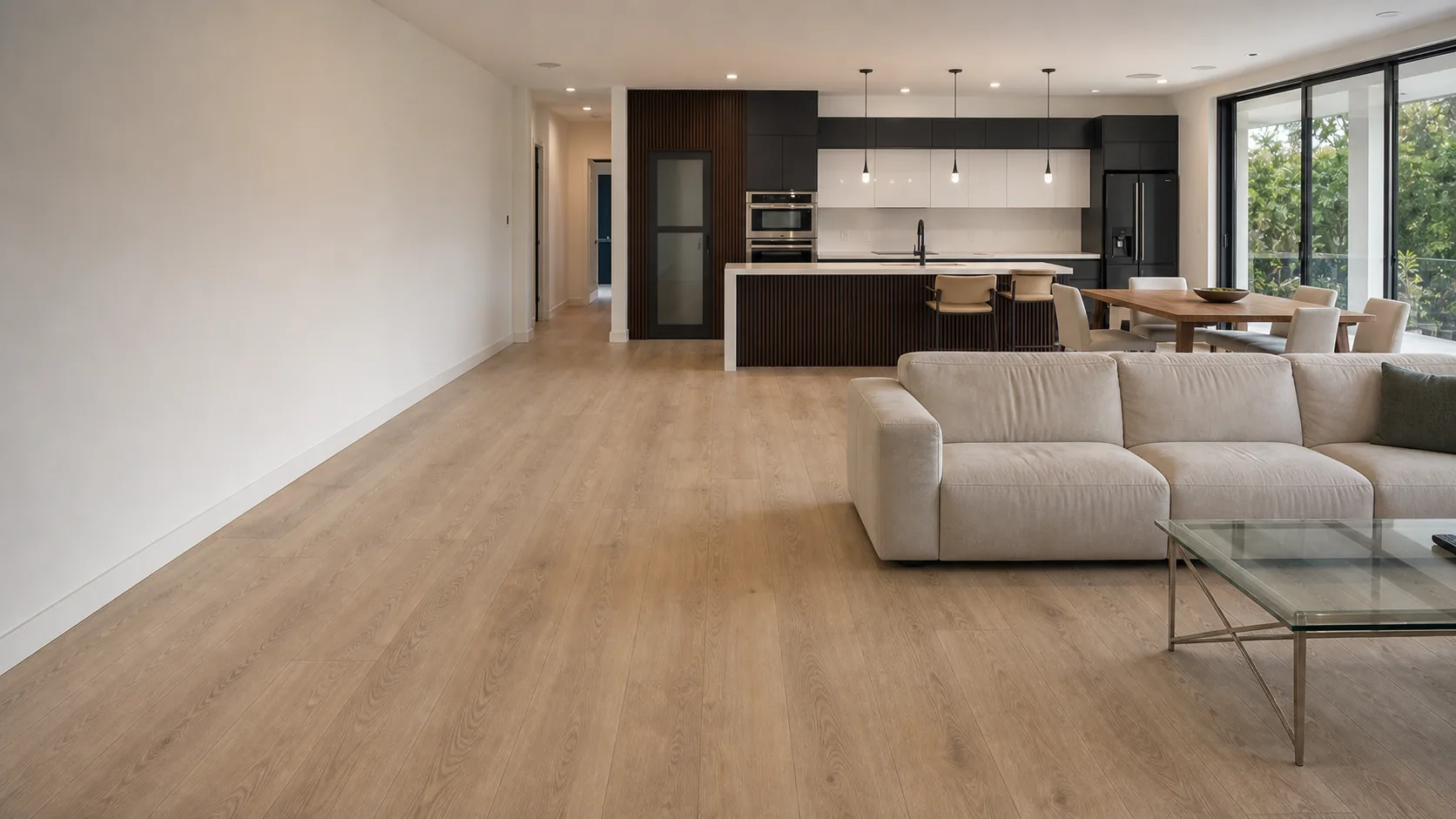 Interior composition guided by American Oak flooring