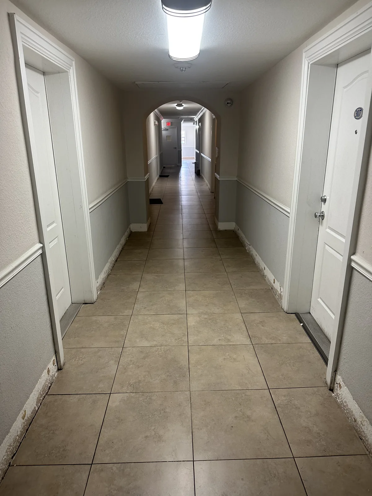 Deerfield Beach corridor with a light installed surface